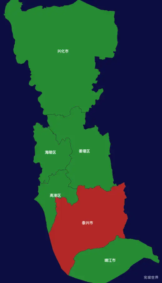 echarts泰州市地区地图geoJson数据